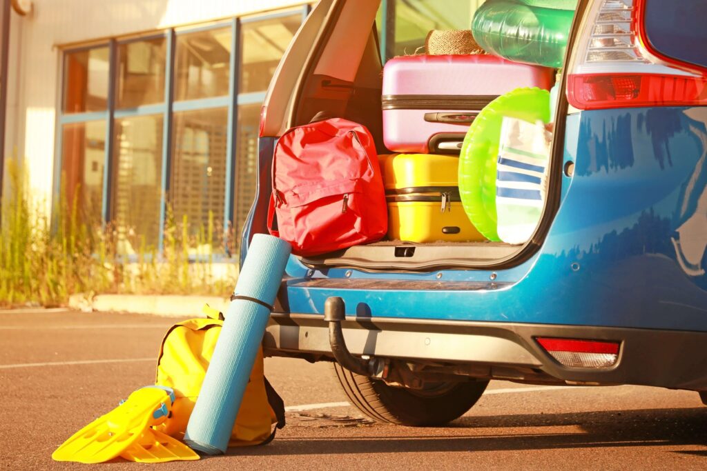 A car with Stuff To Bring To the Beach.